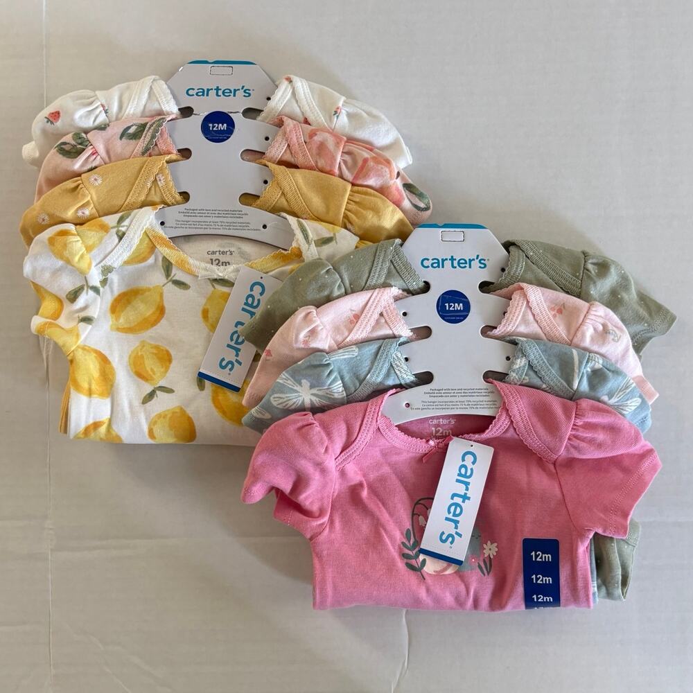 8 Carter Baby Girls Undershirts 12 Months - Picture 2 of 3